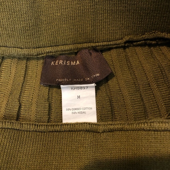 Kerisma Olive Green Ribbed Midi Skirt - Picture 3 of 6